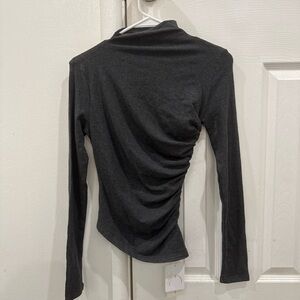 Commense Charcoal Gray Long-Sleeve Ruched Side Top